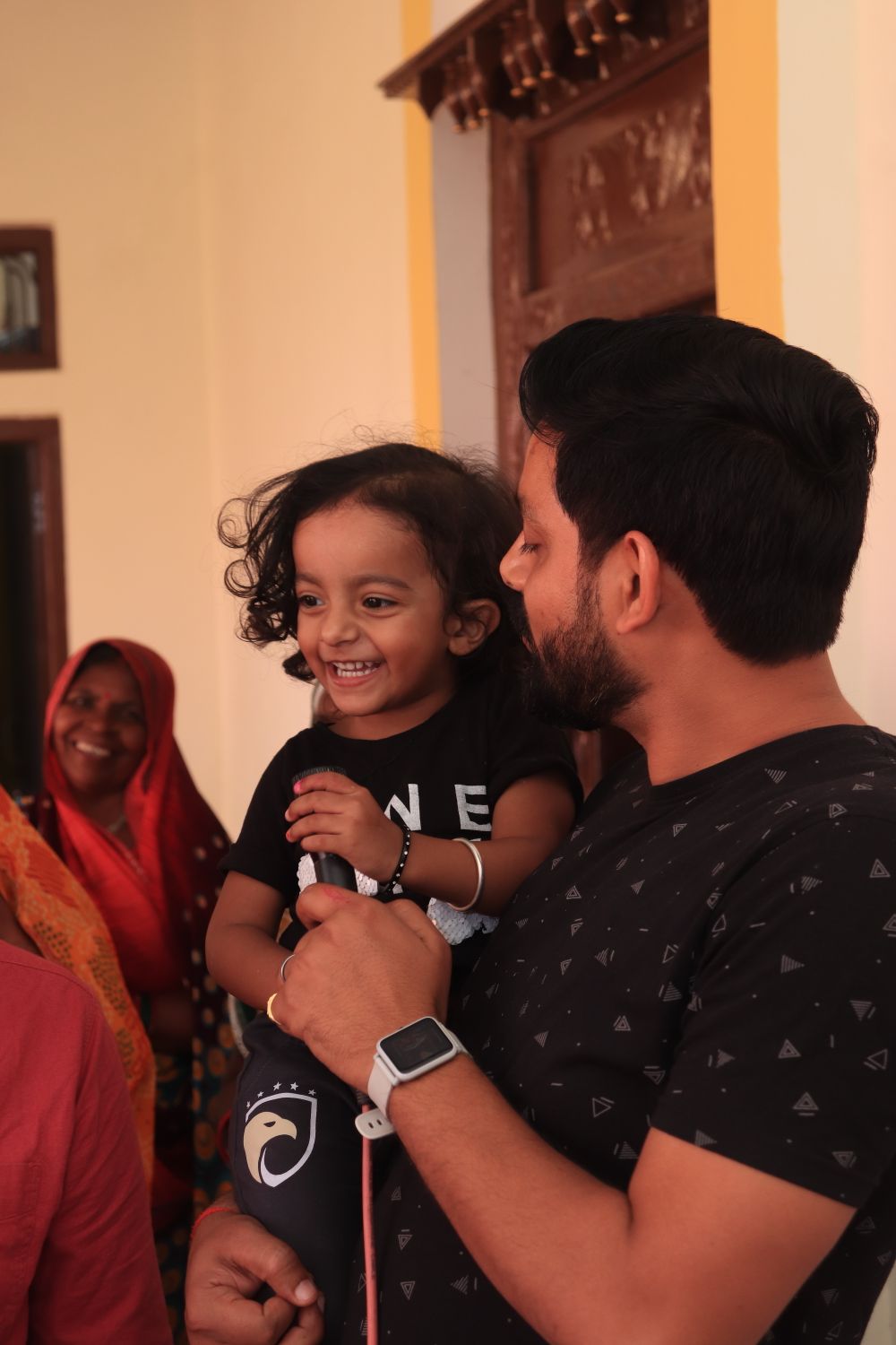 A family sharing a joyful moment together